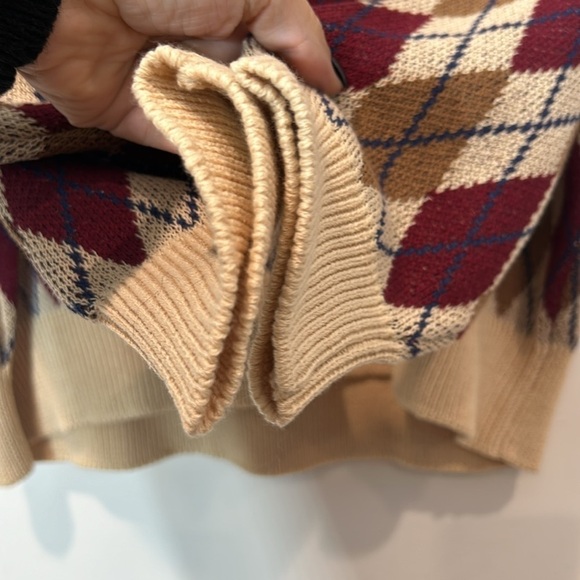 Chaser Women's Size Small Ribbed Boat Neck Argyle Knit Sweater Multicolor NWOT - Picture 3 of 5